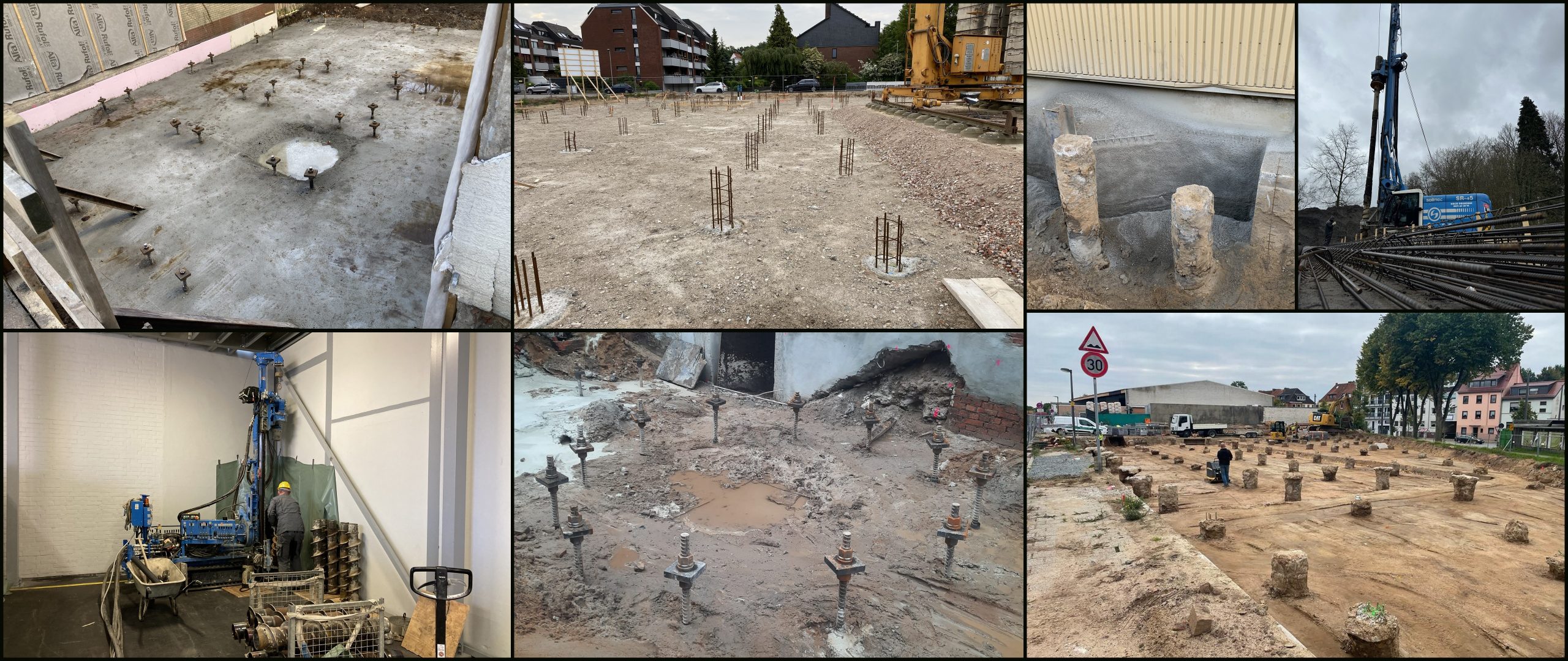 Pfahlgründungen Nolte Grundbau GmbH, Vollverdrängungsbohrpfähle, Teilverdrängungsbohrpfähle, GEWI-Pfahlgründung, Micropfahlgründung